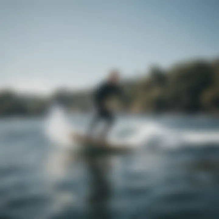 A rider skillfully maneuvering on a foilboard over the water's surface