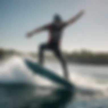 A hydrofoil wakeboard cutting through the water