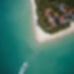 Aerial view of kiteboarding in the turquoise waters of Rio Lagartos