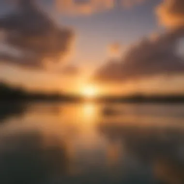 Scenic sunset over the lagoons on the route from Cancun to Rio Lagartos