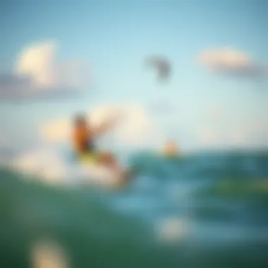 Navigating the Waves A kitesurfing enthusiast navigating the waves, illustrating the thrill and excitement of the sport
