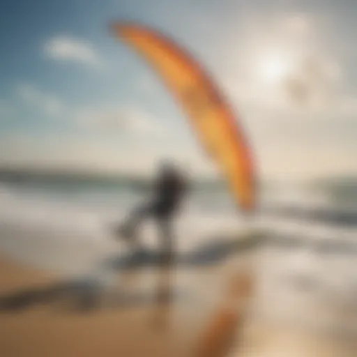 A kitesurfer harnessing the power of the wind on a vibrant beach