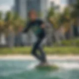 Vibrant kite surf action on Miami's coastline