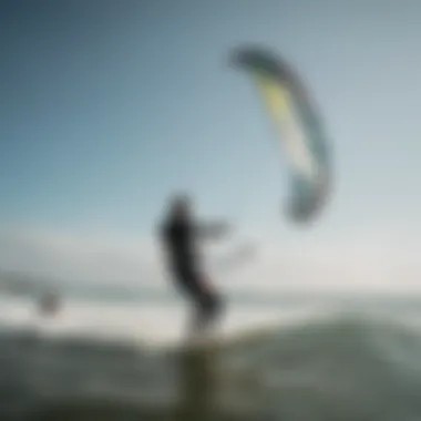 Instructor teaching a beginner the basics of kite surfing