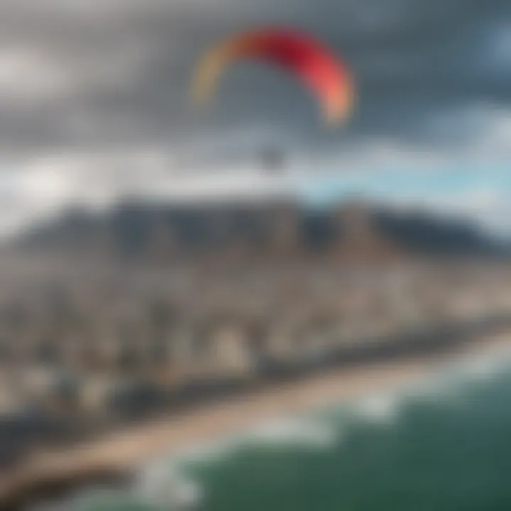 Colorful kites soaring against the Cape Town skyline