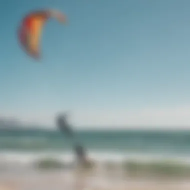 A kite surfing instructor guiding a student