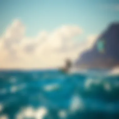 Kite Surfing Action in Oahu Vibrant kite surfing action against Oahu's stunning coastline