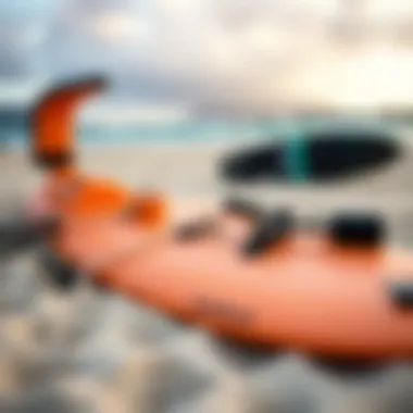 Essential Kite Surfing Equipment Essential kite surfing equipment laid out on the beach