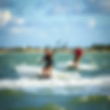 Kiteboarders riding the waves at Coconut Bay