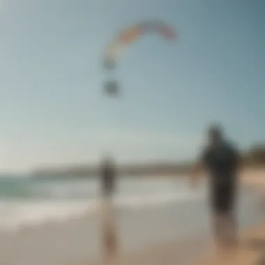 Kiteboarding community gathering on the beach