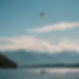 A vibrant kite soaring across the sky during a kiteboarding session