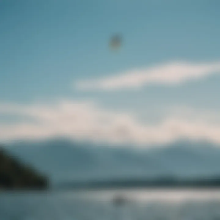 A vibrant kite soaring across the sky during a kiteboarding session