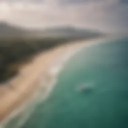 A breathtaking view of kiteboarding on a vibrant beach