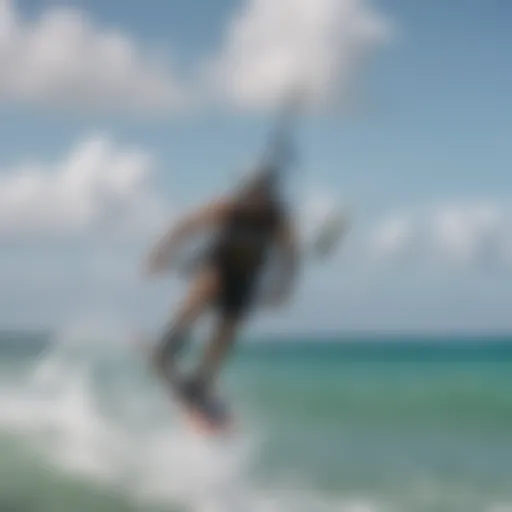 A vibrant kiteboarding scene against the backdrop of Puerto Rico's coastline