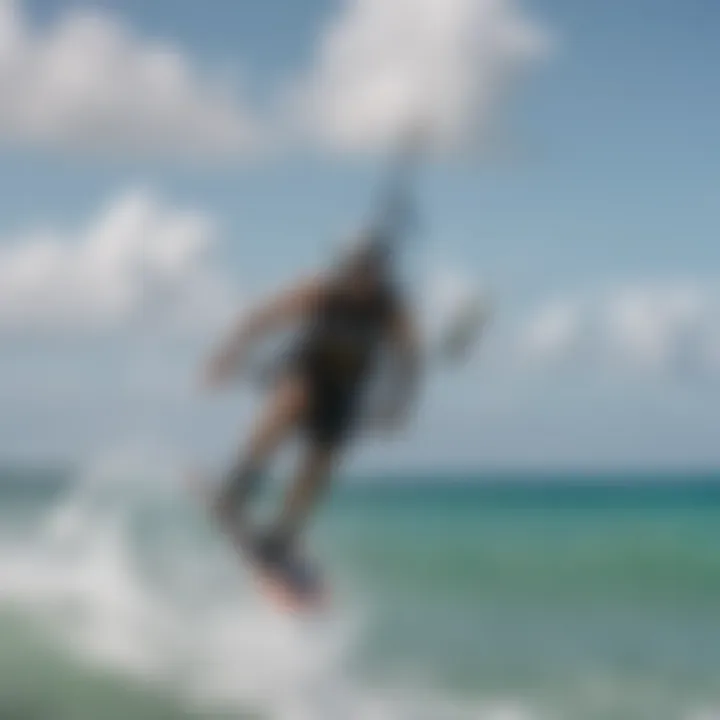 A vibrant kiteboarding scene against the backdrop of Puerto Rico's coastline