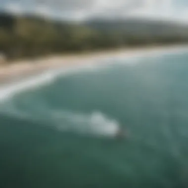 Scenic view of kiteboarding spot with wind patterns