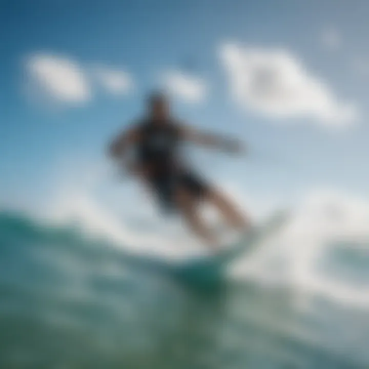 A passionate kitesurfer navigating the waves under a clear blue sky in Aruba