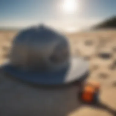 Kitesurfing hat on the beach under sunlight