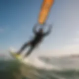 Kitesurfing action on the waves in Charleston