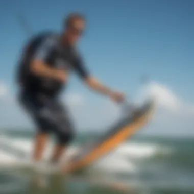 Instructor demonstrating kitesurfing techniques