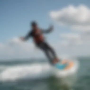 A kitesurfing enthusiast demonstrating proper riding techniques on the water