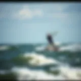 Kiteboarder navigating the waves