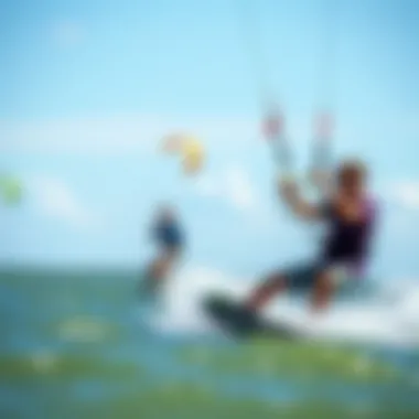 Kiteboarders enjoying perfect weather conditions