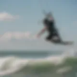 A breathtaking view of kiteboarders gliding over the Lake Erie waters