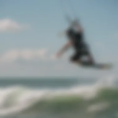 A breathtaking view of kiteboarders gliding over the Lake Erie waters