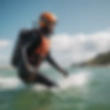 A safety briefing taking place before kitesurfing