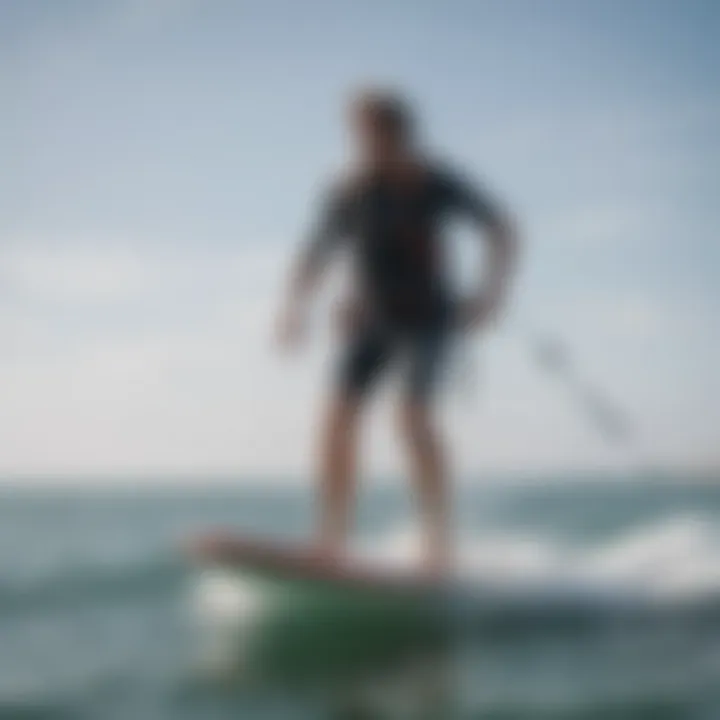 Kitesurfer practicing safety techniques on the water