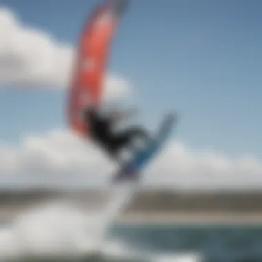 A kiteboarder skillfully maneuvering a Liquid Force kite in dynamic wind conditions