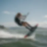 Kiteboarder showcasing perfect edge control on the water