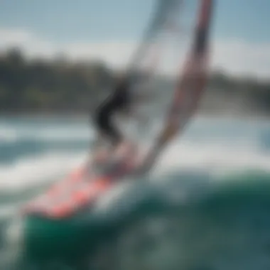 Windsurfer mastering techniques on a hydrofoil board