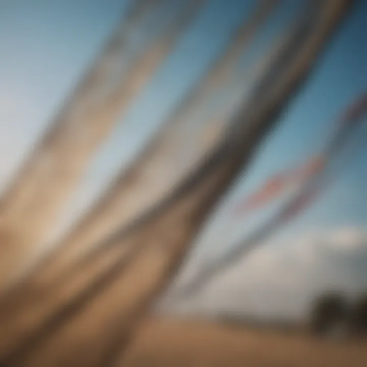 Close-up of the stitching and materials on a used kite