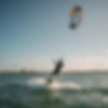 A group of kiteboarders demonstrating various tricks and maneuvers.