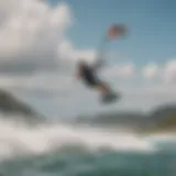 Dynamic kiteboarding action showcasing North Kiteboarding gear