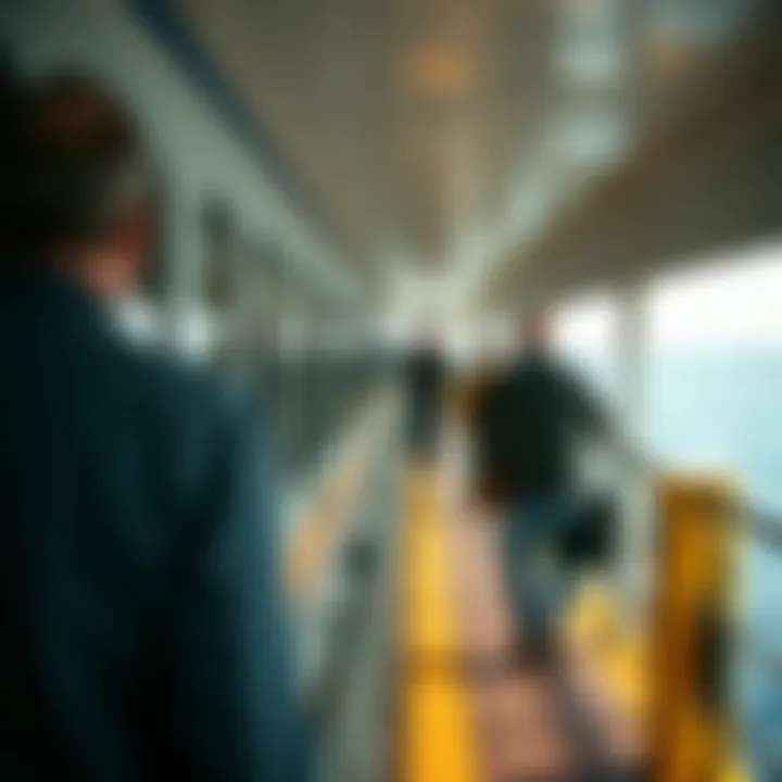 Travelers boarding a ferry to Mackinac Island