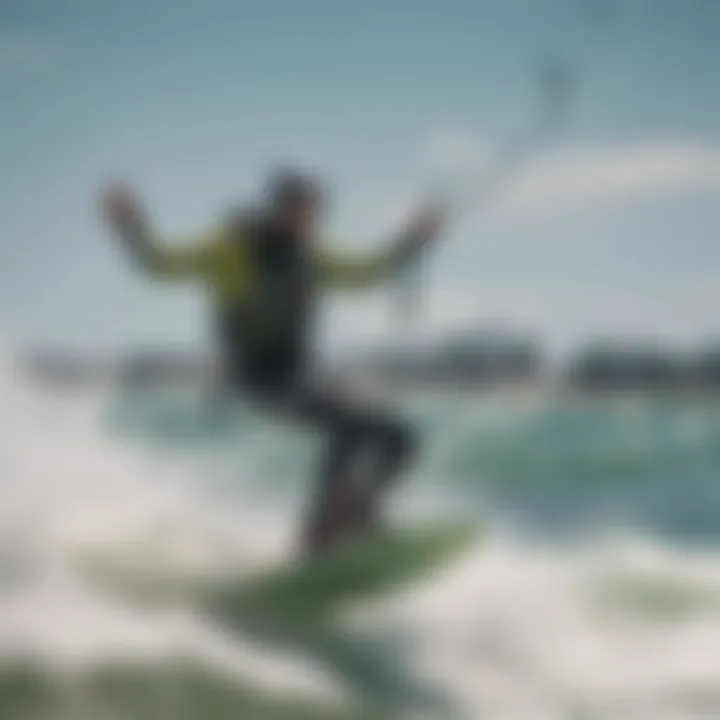 Kiteboarder navigating windy waters