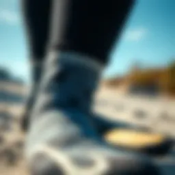 Close-up view of neoprene surf socks showcasing texture and thickness