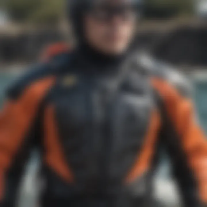 Close-up of the features and adjustments of the Ocean Rodeo Ignite Drysuit