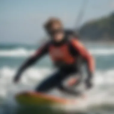 Kiteboarder wearing the Ocean Rodeo Ignite Drysuit during an exhilarating session on the water