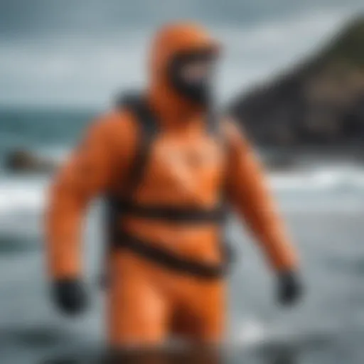 Detailed view of the Ocean Rodeo Ignite Drysuit showcasing innovative material technology