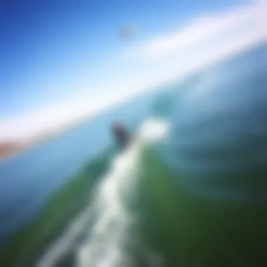 Aerial view of kiteboarding in the Outer Banks