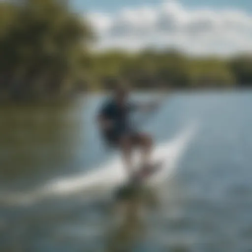 Kiteboarder gliding over Tampa waters