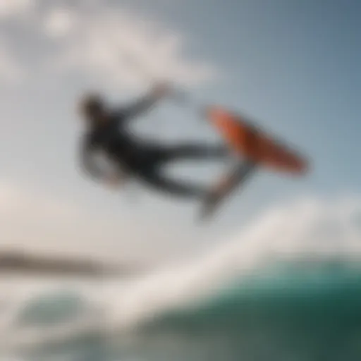 A kitesurfer executing an impressive jump over the waves