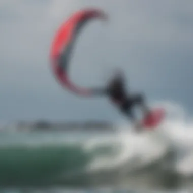 Kiteboarder demonstrating maneuverability with a circle tail