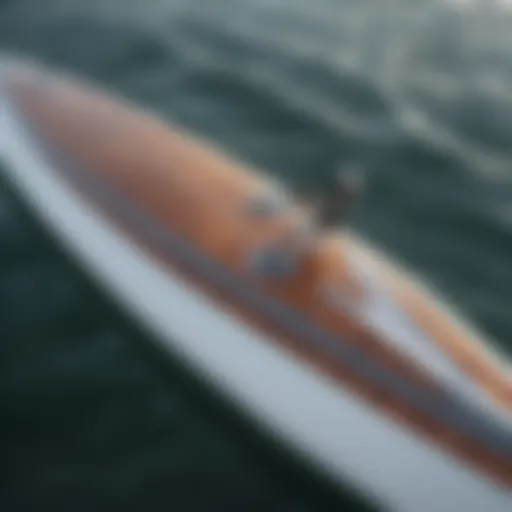 Close-up view of hydrofoil board design showcasing its sleek lines and materials