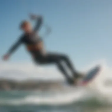 Kiteboarder demonstrating the use of a sliding stopper during a jump