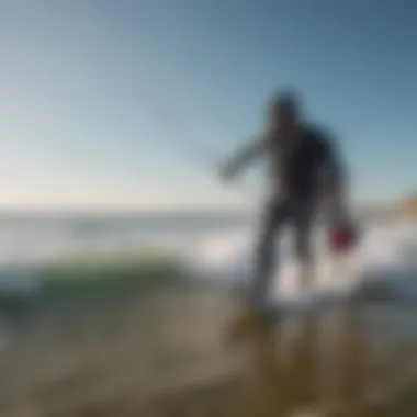 A kiteboarder using a double leash harness while riding on waves, demonstrating its functionality.